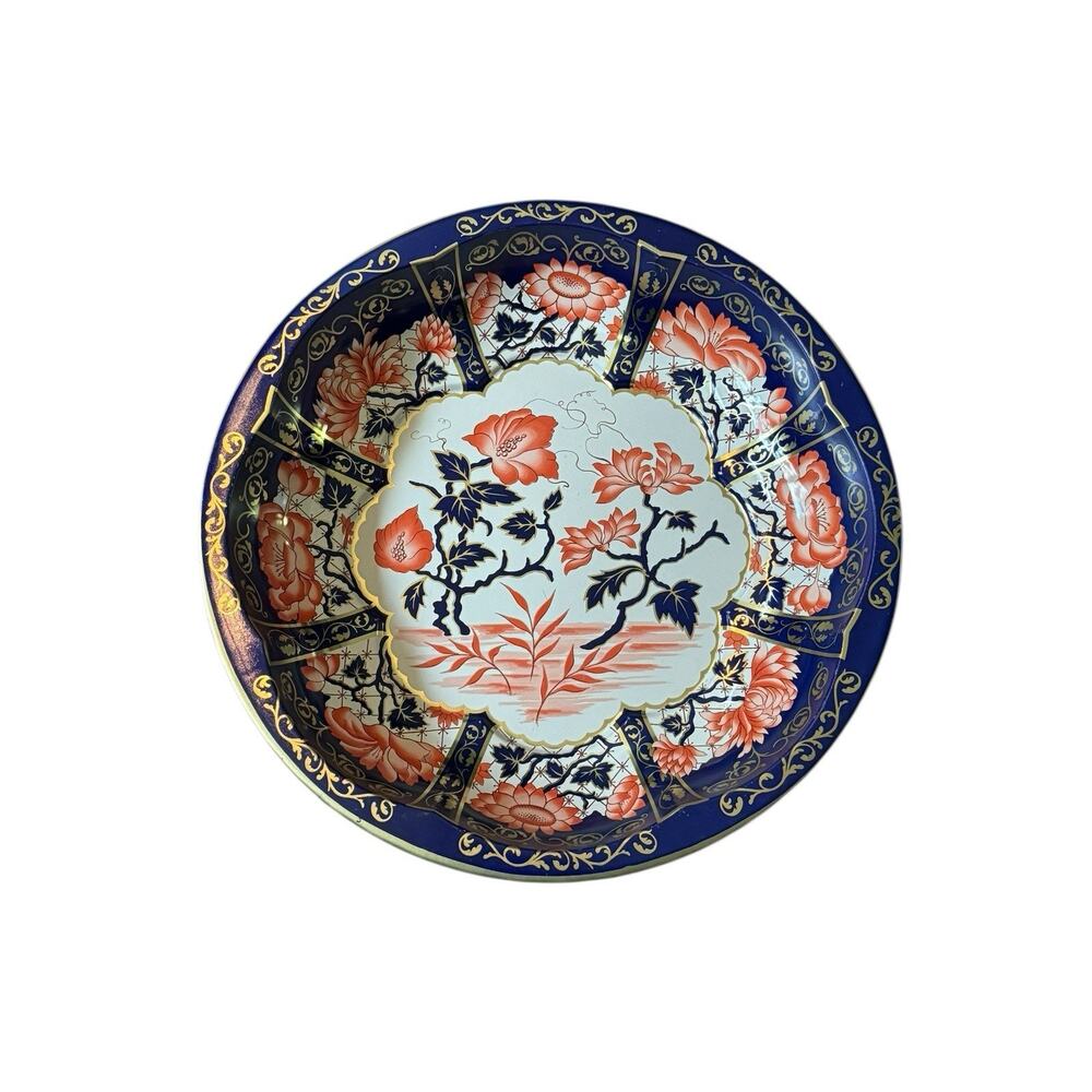 Floral Oriental Daher Decorated Ware Tin Plate 1971 England Blue Peach Gold VTG